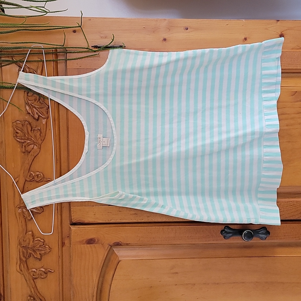 J. Crew tank aqua stripped xs